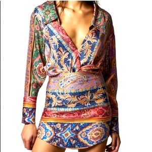 Zara satin front wrap cropped top new without tags size L